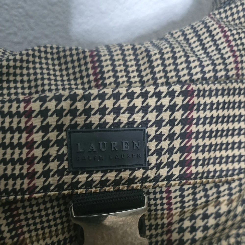 Ralph Lauren Nylon Colorful Houndstooth Shoulder Hobo Bag (EUC)🩶🤎🖤